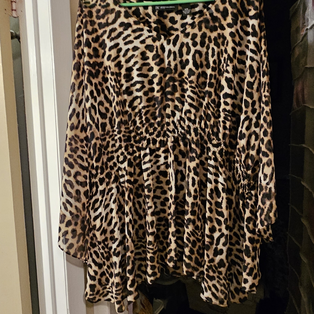 INC International Concepts Ruched Tiered Bubble Skirt Brown and Black